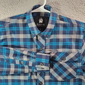 Alaskan Hardgear Shirt Men‎ Small Button Up Long Sleeve Green Gray Plaid